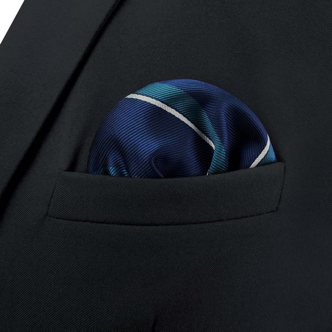 shlax & wing BH59 Blue Striped Mens Pocket Square Fashion Party Classic Business Handkerchief Groom Tienda