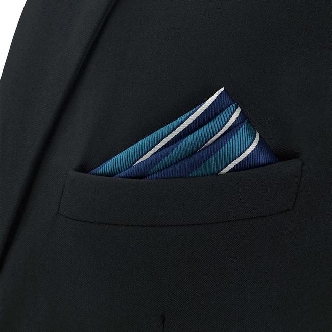 shlax & wing BH59 Blue Striped Mens Pocket Square Fashion Party Classic Business Handkerchief Groom Tienda