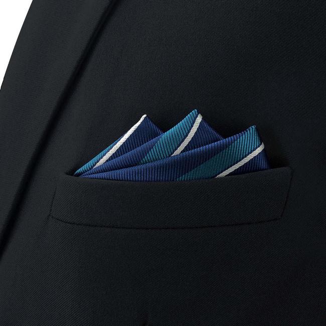 shlax & wing BH59 Blue Striped Mens Pocket Square Fashion Party Classic Business Handkerchief Groom Tienda