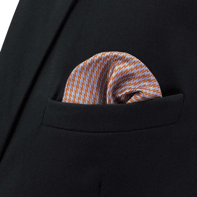 shlax & wing BH60 Gray Orange Houndstooth Mens Pocket Square Fashion Party Handkerchief Wedding Liquidación