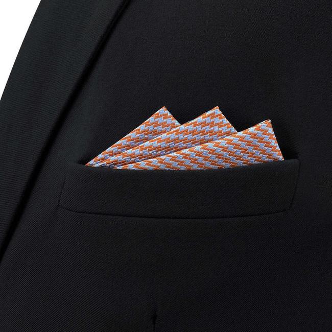 shlax & wing BH60 Gray Orange Houndstooth Mens Pocket Square Fashion Party Handkerchief Wedding Liquidación