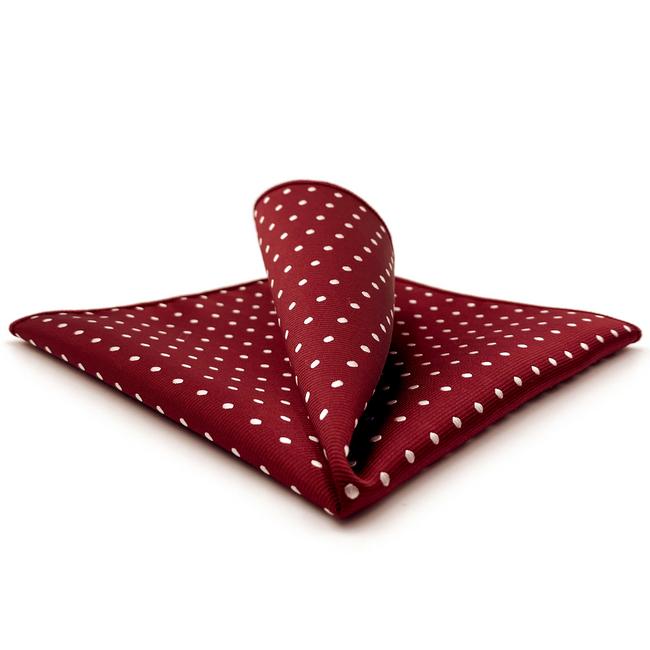 shlax & wing KH15 Dots Dotty Maroon Red White Pocket Square Mens Neckties Jacquard Woven Hanky Rebajas online