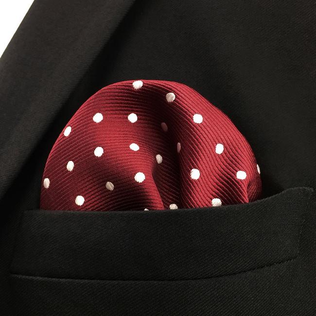 shlax & wing KH15 Dots Dotty Maroon Red White Pocket Square Mens Neckties Jacquard Woven Hanky Rebajas online