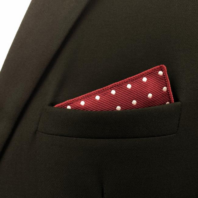 shlax & wing KH15 Dots Dotty Maroon Red White Pocket Square Mens Neckties Jacquard Woven Hanky Rebajas online