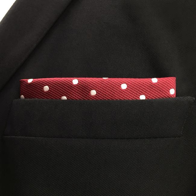 shlax & wing KH15 Dots Dotty Maroon Red White Pocket Square Mens Neckties Jacquard Woven Hanky Rebajas online
