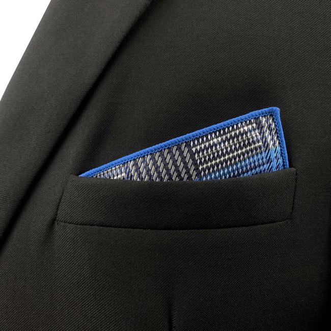 shlax & wing FH23 Checked Blue Gray Plaids Pocket Square Mens Neckties Jacquard Woven Hanky Envío gratis