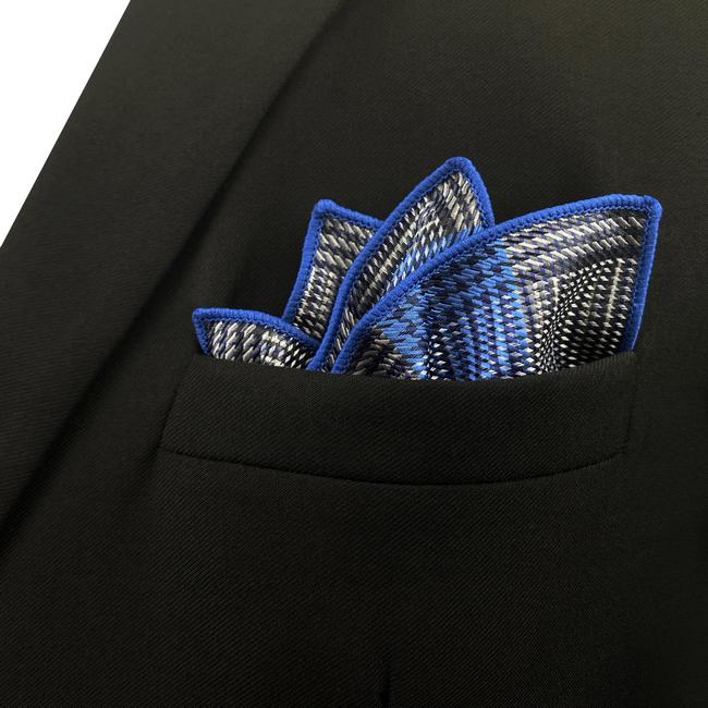 shlax & wing FH23 Checked Blue Gray Plaids Pocket Square Mens Neckties Jacquard Woven Hanky Envío gratis