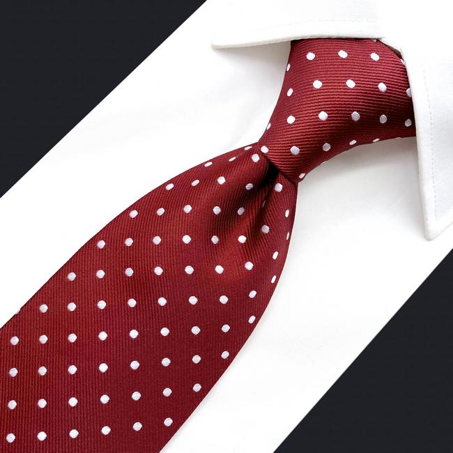 shlax & wing S15 Dots Dotty Maroon Red White Mens Neckties Ties 100% Pure Silk Jacquard Woven Último día