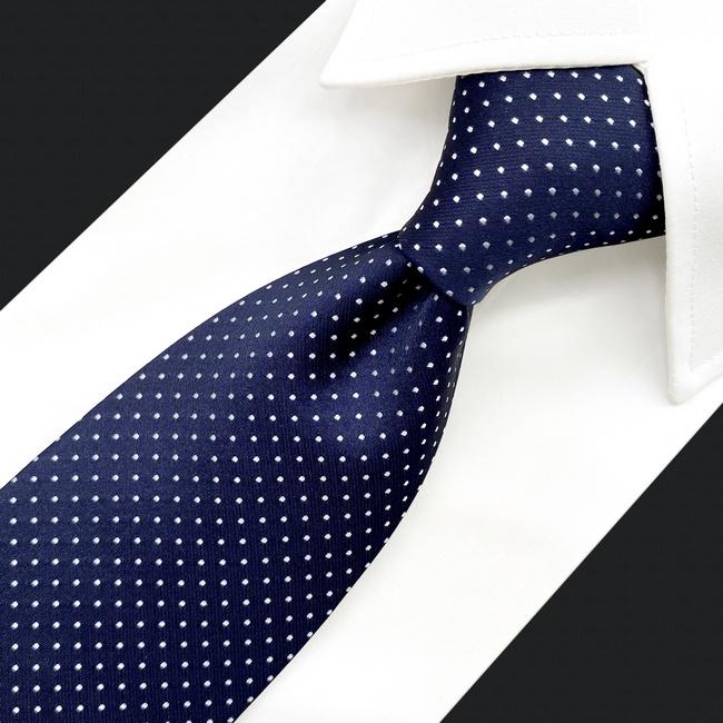 shlax & wing S6 Dots Navy Dark Blue White Mens Neckties Ties 100% Silk Jacquard Woven Promoción por tiempo limitado