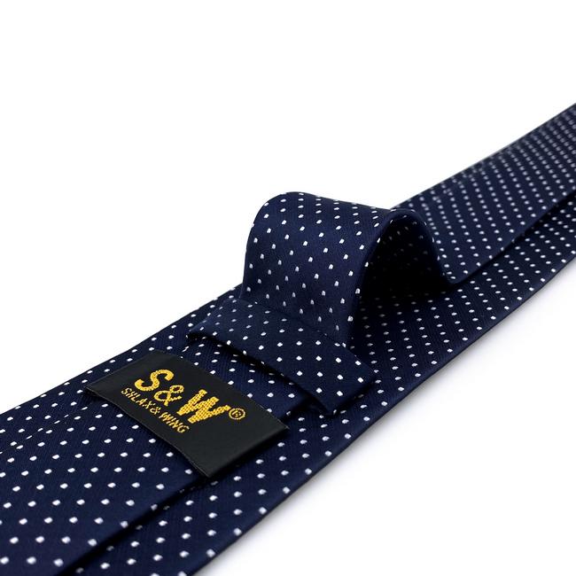 shlax & wing S6 Dots Navy Dark Blue White Mens Neckties Ties 100% Silk Jacquard Woven Promoción por tiempo limitado
