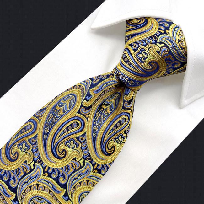 shlax & wing U13 Paisley Orange Blue Navy Mens Necktie Ties 100% Silk Jacquard Woven Solo hoy