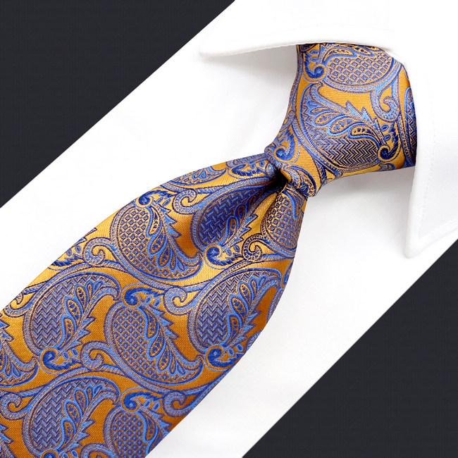 shlax & wing U26 Paisley Wedding Gold Blue Mens Necktie Ties 100% Silk Jacquard Woven Oferta especial de fábrica
