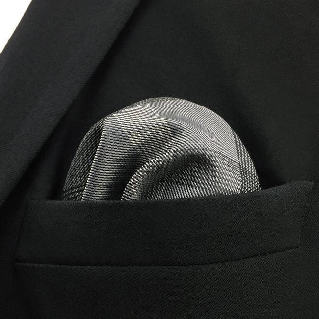 shlax & wing MH1 Checked Black Dark Gray Plaids Pocket Square Mens Neckties Jacquard Woven Hanky Grandes descuentos