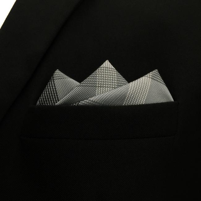 shlax & wing MH1 Checked Black Dark Gray Plaids Pocket Square Mens Neckties Jacquard Woven Hanky Grandes descuentos