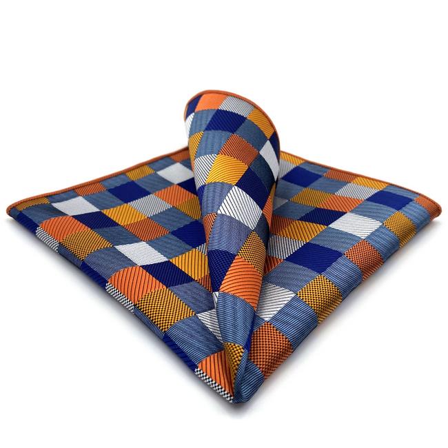 shlax & wing MH17 Checked Multicolor Pocket Square Mens Neckties Jacquard Woven Limitado a 3 días