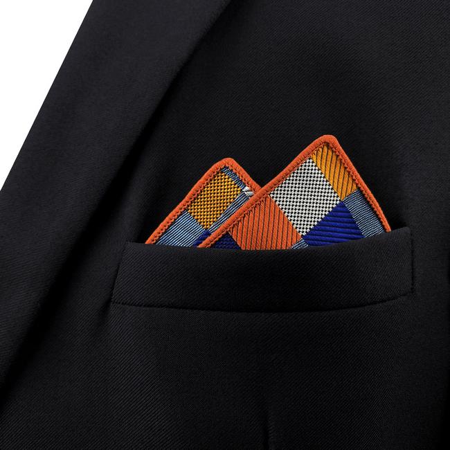 shlax & wing MH17 Checked Multicolor Pocket Square Mens Neckties Jacquard Woven Limitado a 3 días