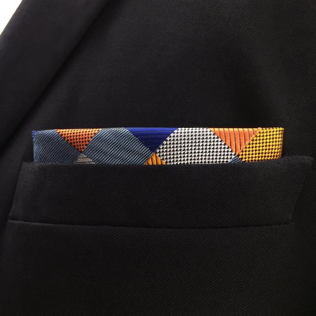 shlax & wing MH17 Checked Multicolor Pocket Square Mens Neckties Jacquard Woven Limitado a 3 días