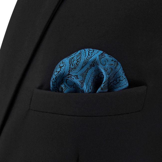 shlax & wing BH62 Dark Teal Paisley Mens Pocket Square Fashion Party Classic Handkerchief Acceossories Wedding Descuentos del mes
