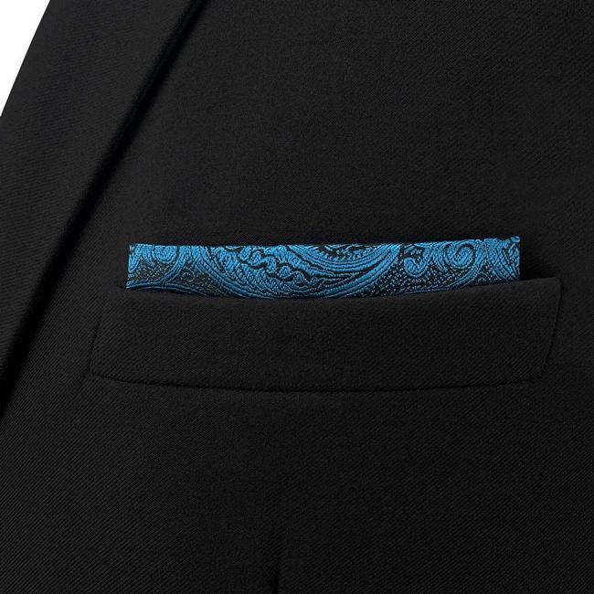 shlax & wing BH62 Dark Teal Paisley Mens Pocket Square Fashion Party Classic Handkerchief Acceossories Wedding Descuentos del mes