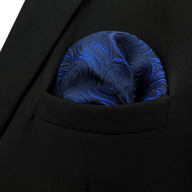 shlax & wing FH14 Navy Abstract Mens Pocket Square Classic Fashion Handkerchief Acceossories Wedding Última moda