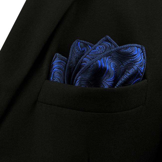 shlax & wing FH14 Navy Abstract Mens Pocket Square Classic Fashion Handkerchief Acceossories Wedding Última moda