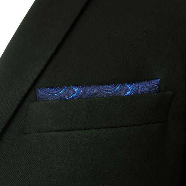 shlax & wing FH14 Navy Abstract Mens Pocket Square Classic Fashion Handkerchief Acceossories Wedding Última moda