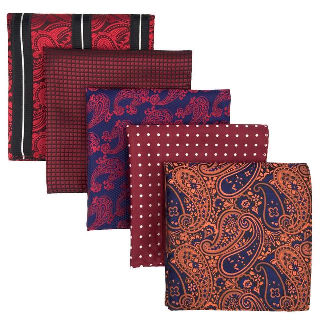 shlax & wing 5 Pieces Assorted Fashion Red Mens Pocket Square Classic Handkerchiefs Set 1-21 Grandes ahorros