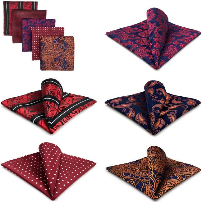 shlax & wing 5 Pieces Assorted Fashion Red Mens Pocket Square Classic Handkerchiefs Set 1-21 Grandes ahorros
