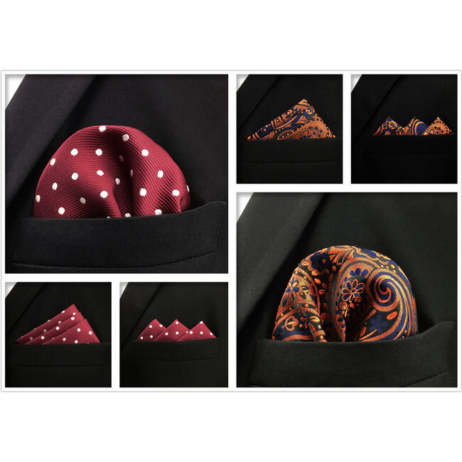 shlax & wing 5 Pieces Assorted Fashion Red Mens Pocket Square Classic Handkerchiefs Set 1-21 Grandes ahorros