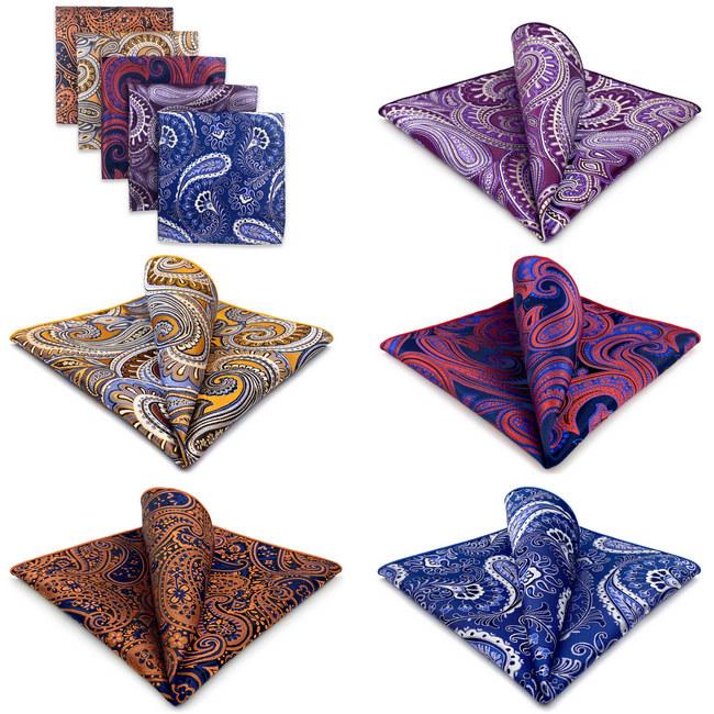 shlax & wing 5 Pieces Assorted Mens Pocket Square Fashion Classic Handkerchiefs Set 2-62 Outlet