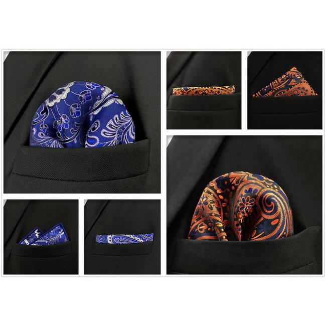 shlax & wing 5 Pieces Assorted Mens Pocket Square Fashion Classic Handkerchiefs Set 2-62 Outlet