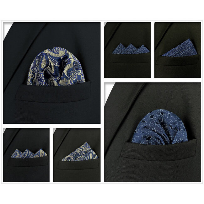 shlax & wing 5 Pieces Assorted Mens Pocket Square Fashion Classic Handkerchiefs Set 1-53 Outlet online