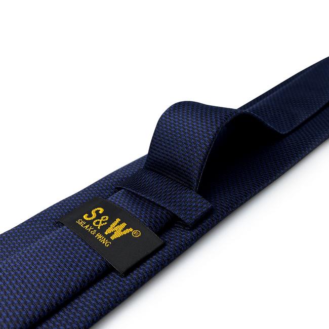 shlax & wing Y25 Navy Solid Handmade Jacquard Woven Classic Men Necktie Tie Bow tie Pocket Square Cufflinks Set Ofertas