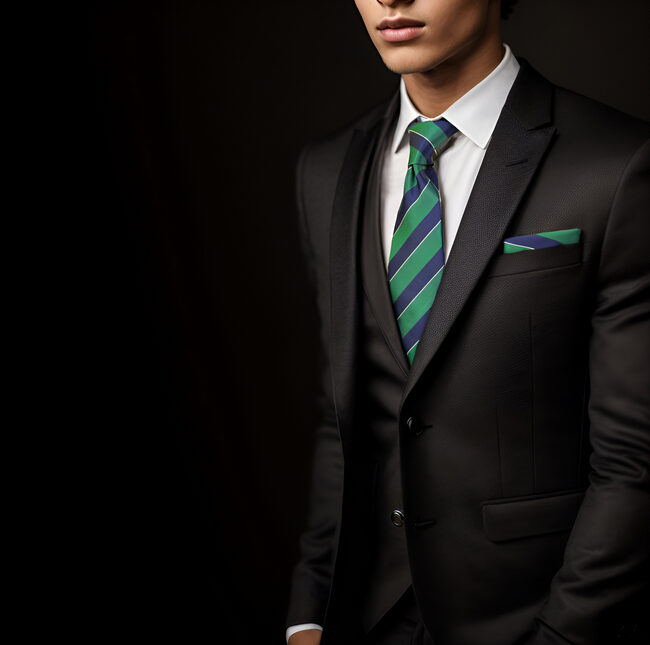 shlax & wing Y27 Navy Green Striped Silk Fashion Brand New Men Ties Neckties Bow tie Pocket Square Set Venta caliente