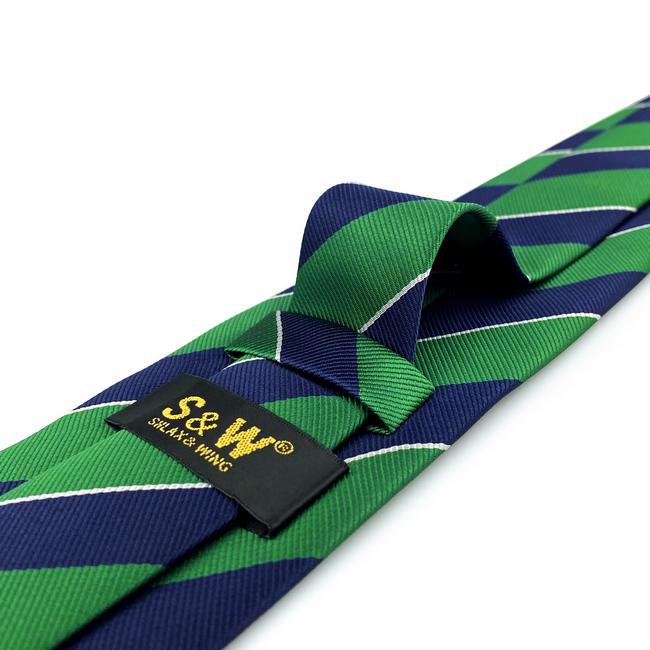 shlax & wing Y27 Navy Green Striped Silk Fashion Brand New Men Ties Neckties Bow tie Pocket Square Set Venta caliente
