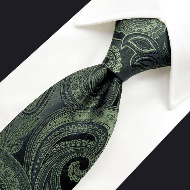 shlax & wing Y30 Deep green Paisley Silk Jacquard Woven Classic Fashion Men Necktie Tie En oferta