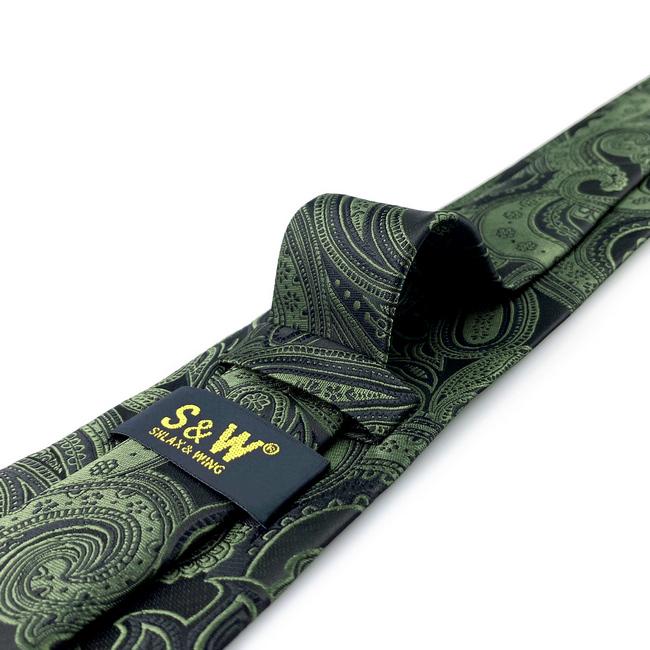 shlax & wing Y30 Deep green Paisley Silk Jacquard Woven Classic Fashion Men Necktie Tie En oferta