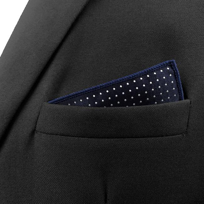 shlax & wing MH6 Dots Navy Dark Blue White Pocket Square Mens Neckties Jacquard Woven Los más vendidos