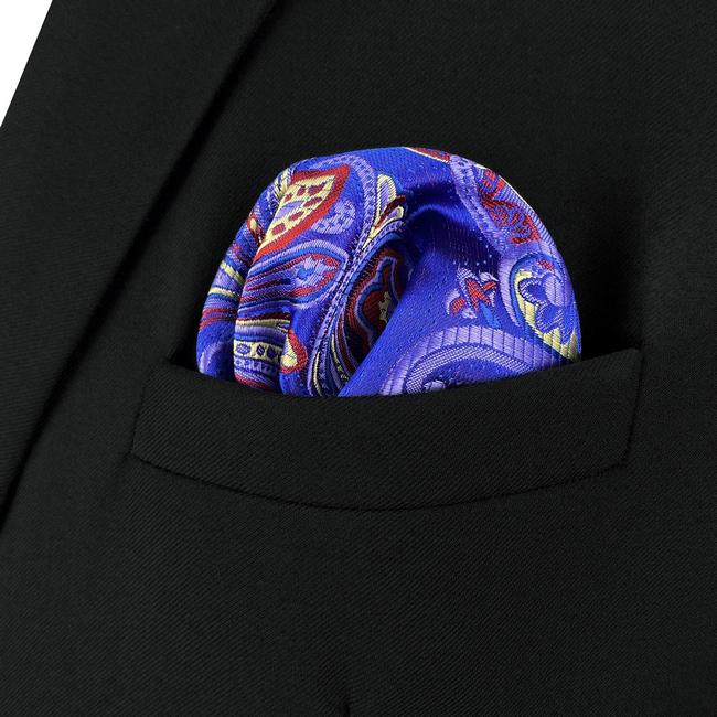 shlax & wing BH34 Multicolor Geometric Mens Pocket Square Party Fashion Hanky Wedding Jacquard Handkerchief Gift Liquidación