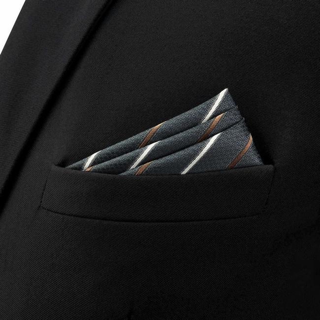 shlax & wing BH43 Dark Grey Striped Mens Pocket Square Business Classic Mejor oferta