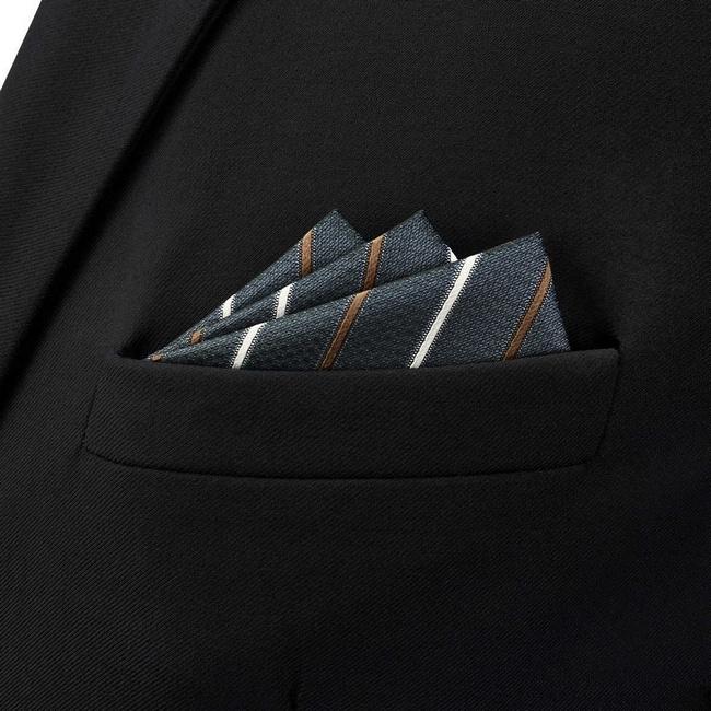 shlax & wing BH43 Dark Grey Striped Mens Pocket Square Business Classic Mejor oferta