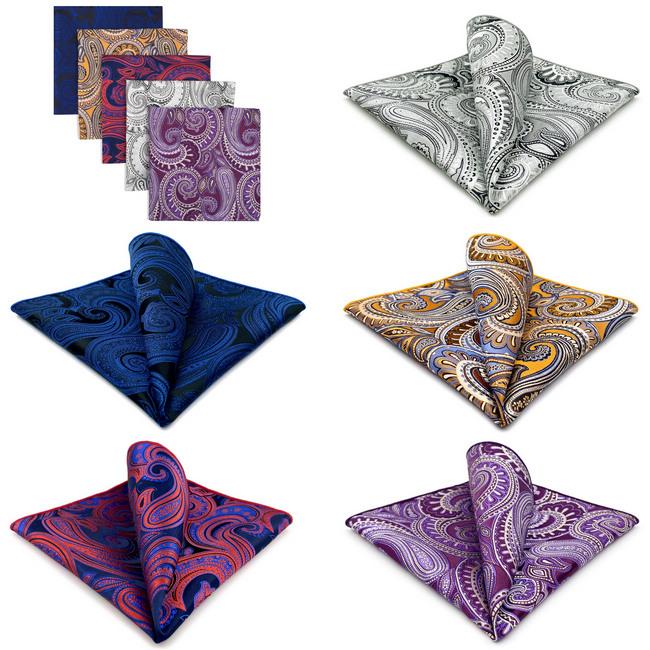 shlax & wing 5 Pieces Assorted Paisley Fashion Mens Pocket Square Classic Handkerchiefs Set 2-10 Envío gratis