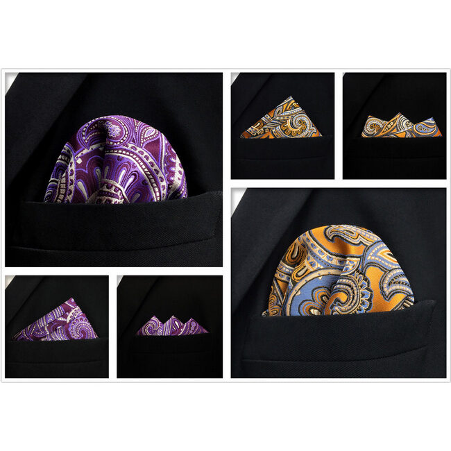shlax & wing 5 Pieces Assorted Paisley Fashion Mens Pocket Square Classic Handkerchiefs Set 2-10 Envío gratis