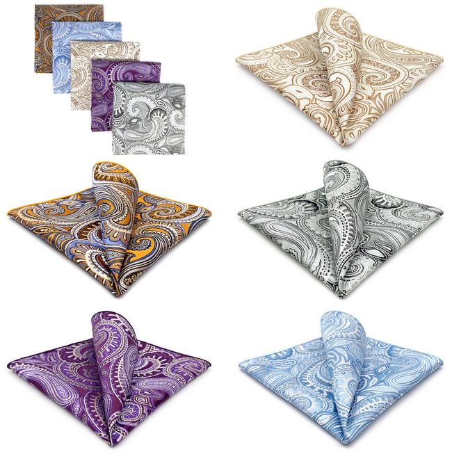 shlax & wing 5 Pieces Assorted Paisley Mens Pocket Square Fashion Classic Handkerchiefs Set 1-7 Últimos 3 días
