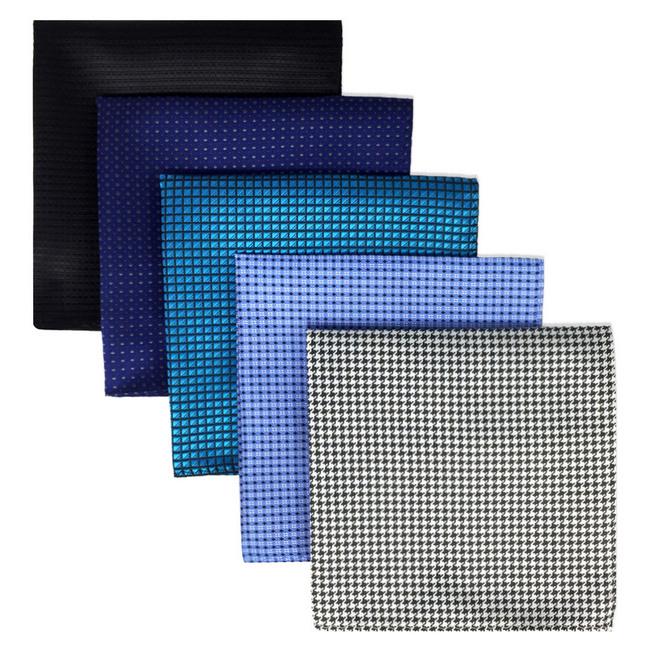 shlax & wing 5 Pieces Assorted Solid Color Fashion Mens Pocket Square Classic Handkerchiefs Set 2-19