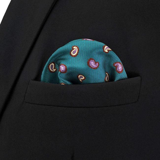 shlax & wing BH58 Blue Green Paisley Mens Pocket Square Fashion Business Wedding Handkerchief Gift Último día