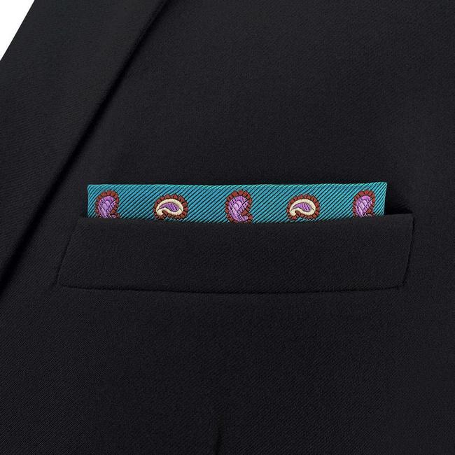 shlax & wing BH58 Blue Green Paisley Mens Pocket Square Fashion Business Wedding Handkerchief Gift Último día