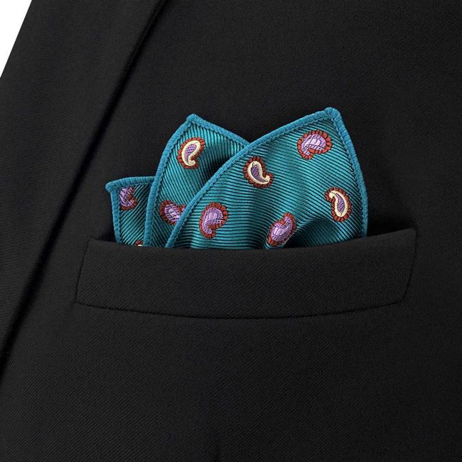 shlax & wing BH58 Blue Green Paisley Mens Pocket Square Fashion Business Wedding Handkerchief Gift Último día