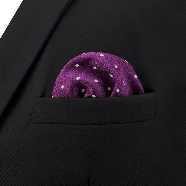 shlax & wing BH63 Dark Magenta Purple Dots Mens Pocket Square Classic Fashion Wedding Handkerchief Gift Precio de fábrica