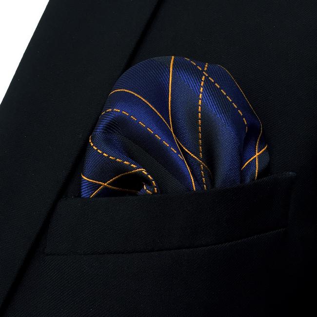 shlax & wing FH9 Blue Geometric Mens Pocket Square Dress Classic Handkerchief Party Gift Solo hoy